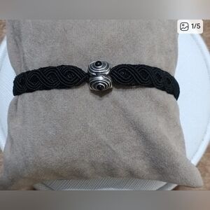 Pandora Clip Compatible Macrame Cord And Silver Adjustable Bracelet